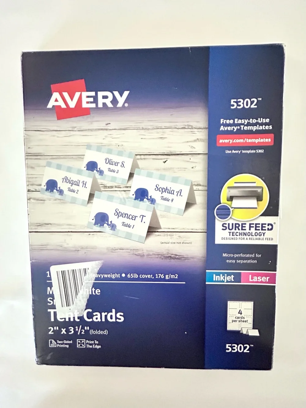 Avery Matte White Tent Card Pack 160